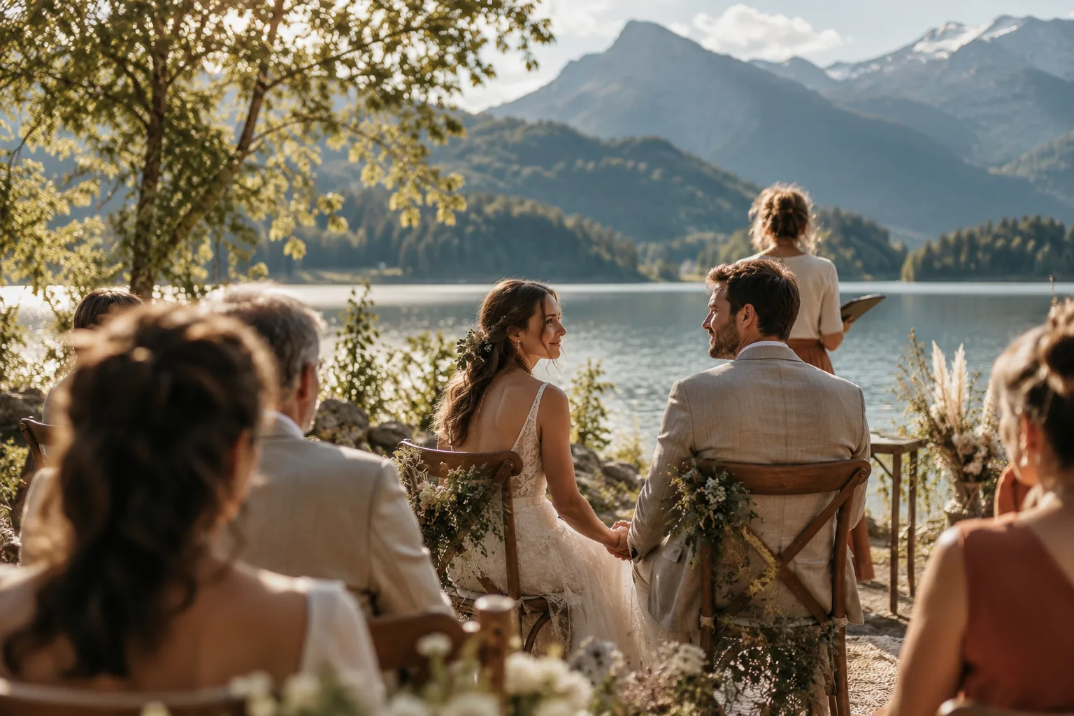 Symbolisches Bild einer persönlichen freien Trauung am See